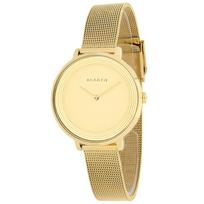 SKAGEN Moteriškas Ditte laikrodis su auksiniu ciferblatu Moteriškas kvarcinis laikrodis Mineralinis 12mm Auksas Atsparus vandeniui: Apvalus užsegimas: Papuošalai SKW2212 auksas