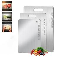 100% titano pjaustymo lentelių rinkinys iš 3 vnt., didelė, vidutinė, maža, dvipusės metalinės pjaustymo lentelės virtuvei 3pcs gray
