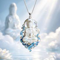 Chinese White Dragon Pendant: Auspicious Lotus and Clouds Necklace, National Style, Color-Painted, 3D Relief Design for Men and Women