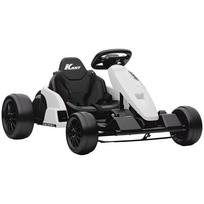 Elektrinis vaikiškas kartingas su galinių ratų pavara ir reguliuojama sėdyne, baltas, 115 × 77 × 55,5 cm