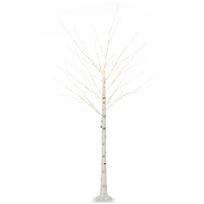 LED dekoratyvinis beržas su 96 šiltai baltomis LED lemputėmis, baltas, 22 × 22 × 180 cm