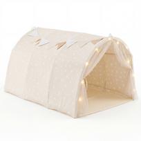Vaikiška žaidimų palapinė su tamsoje šviečiančiomis žvaigždėmis ir švieselių girlianda, pilka / rožinė, 137,2 × 101,6 × 81,3 cm