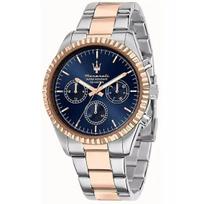 Maserati Competition dviejų atspalvių nerūdijančio plieno vyriškas laikrodis su mėlynu saulės spindulių ciferblatu, kvarcinis R8853100040, 100M black