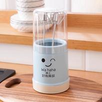 Kitchen Draining Chopstick Bucket Dust-proof Storage Rack Plastic Chopstick CageTableware Covered Storage Cylinder mėlyna