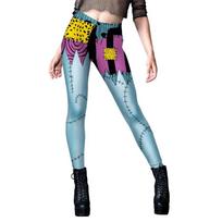 Halloween Sally Leggings Pumpkin Head Striped Digital Print Striped Little Foot Ladies Yoga Leggings S gray