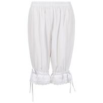 Four Seasons Women Solid Color Bloomers Loose Lace Trim Trousers Elastic Waistband Pants Victorian Fancy Dress-up S white