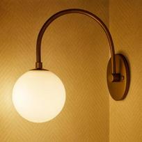 Handmade Brass Globe Wall Sconce Mid-Century Bedside Light Home Decor brown