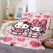 1 vnt. Hello Kitty My Melody pledas Lengvas flanelinis pledas sofai, lovai, kelionėms, stovyklavimui, svetainei, biurui, sofai, foteliui 80cmx120cm white