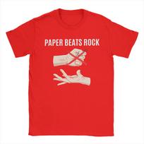 Paper Beats Rock T Shirt Beach Rock Paper Scissors Pure Cotton T Shirts For Male Hipster Tshirt ShortSleeve Vintage Clothes S beige