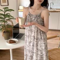 Women's Breathable Cloud Cotton Sleep Dress - Summer Camisole Tank Top, Stretchy Casual Round Neck Pajamas. One size fits M-2XL gray