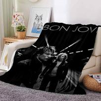1 vnt. Bon Jovi minkštas flanelinis visasezonis pledas namams, biurui, lauko naudojimui Patvarus komfortas 100585 80cmx120cm(31inx47in) gray