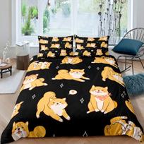 Shiba Inu Duvet Cover Cute Shiba Inu Bedding Set Dog Loves Bedding Set Microfiber Cartoon Animal Pattern Queen King Quilt Cover Tool EU single(135x200cm) beige