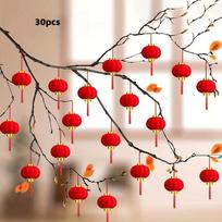 30pcs Mini Red Lantern Decoration for Traditional Chinese New Year and Wedding Hanging Decorations beige