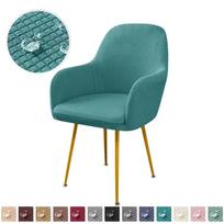 1PC Polar Fleece High Arm Chair Covers Elastic Dining Armchair Seat Slipcovers Solid Color Spandex Chair Protector home Decor 1pc blue