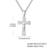 Vintage Religious Jesus Cross Pendant Necklace, Stainless Steel Chain Necklace for Men Church Prayer Faith Jewelry 45cm