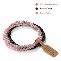 3Pcs/set Natural Green Stone Bracelet 4mm Moss Agates Black Onyx Cat Eye Beads Elastic Bracelets For Women Men Simple Jewelry 19cm