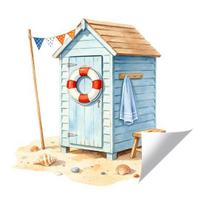 Summer Window Cling Ocean Hawaii Beach Cabin Window Sticker Removable Glass Door Window Decal for Pool Party Home Decor A gray