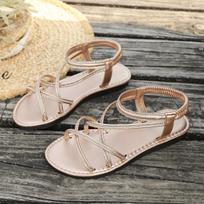 Women's 2026 Rhinestone Cross Elastic Band Beach Sandals 40