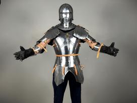 German Gothic Medieval Half Armor Suit – 15th Century Knight Armor Outfit for LARP, Cosplay & Roleplay M juoda