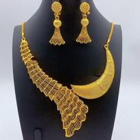 2026 Jewelry 24K Necklace Earrings Set Indian Bride Vietnamese Alloy Jewelry 45CM black
