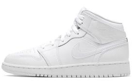 Air Jordan 1 Mid 'Triple White 2020' Gs 554725-126 38.5 gray