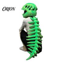 Halloween Party Centerpiece Dinosaur Skeleton Costume, 3D Spinosaurus Skull Masque Headpiece And Spine, Accessory Plush Hood Costume for Halloween, 80 cm žalia
