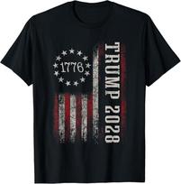 Donald Trump 2028 President American Flag Pro Trump Vintage Unisex T-Shirt M gray