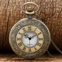 Vintage Hollow Gear Quartz Pocket Watch Steampunk Fob Watch Necklace Pendant Clock Chain Perfect Gift for Men Women brown