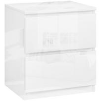Nightstand with 2 Drawers Bedside Table for Bedroom Living Room 40x34x45 cm Glossy White 40 x 34 x 45 cm