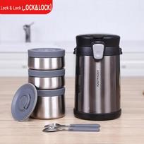 Lock&Lock 3-Layer 304 Stainless Steel Thermal Lunch Box black