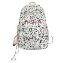 Schoolbag Korean backpack women's 1011 new large-capacity junior and high school schoolbag women's lightweight floral ins wind niche backpack single bag white