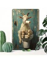 Vintage Metal Goat Wall Art Sign Aluminum Poster Decor for Bar Cafe gray