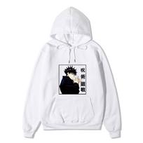 Jujutsu Kaisen Fushiguro Megumi Hoodie Unisex Fleece Sweatshirt Anime Kanji Print Autumn Winter Pullover S balta