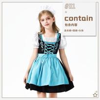 German Bavarian Dirndl Costume Girls Oktoberfest Party Dress Short Sleeve Princess Style Toddler Festival Outfit 110 cm white