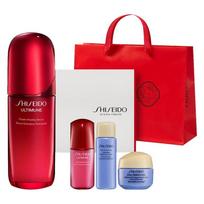 Shiseido Ultimune Serum 75ml + 10ml + Radiance Serum 10ml + Cream 15ml, 1 Set red