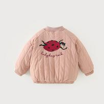 Unisex Kids Lamb Fleece Cotton Padded Bomber Flight Jacket Children Warm Winter Coat 90cm rožinė