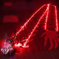 New Year Light Up Small Dragon Poi with 3D Dragon Head LED Glowing Dragon Tail Dance Dragon Ribbon Streamer Outdoor Stage Prop 3meters
