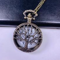 Classic Retro Pocket Watch, Simple Digital Face Chain Student Watch, Bronze Student Exam Flip Watch gray