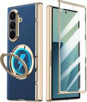 Applicable to Samsung ZFold8Ultra mobile phone case 360 rotating magnetic suction bracket zfold7 fully coated integrated leather Samsung z fold7 gray