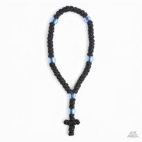 Hand‑Knotted Cord Rosary Bracelet, Cross Design Prayer Bead Jewelry for Men Women, Blue & Black Two Colors Available white