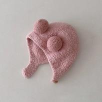 Cute Winter Warm Kids Baby Hats Fleece Hemming Caps With Ball Ear Protection Hats Soft Newborn Bonnet For Boys Girls A6