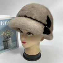 Originali audinės kailio kepurė moterims, prabangi, žieminė, šilta, fedora tipo, su kraštais, stilinga, lauko, sniegui, natūrali, tikro kailio kepurė head size 55-62cm pilka