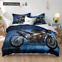 Dirt Bike Duvet Cover Set 3D Racing Motocross Bedding Set For Teen Motorcycle Rider Extreme Sports Polyester Comforter Cover EU single(135x200cm) gray