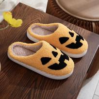 Madingos šiltos pliušinės šlepetės moteriškos žiemos Helovino juodos voratinklio namų medvilninės šlepetės flip-flops vyriškos patalpų grindų šlepetės vakarėlio dovanos 36-37 beige