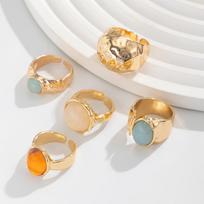 Accessories, Feel Inlaid Acrylic Ring, Light Luxury Irregular Alloy Ring brown