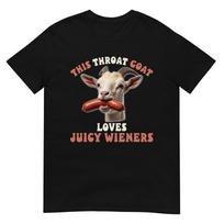 funny throat goat swallows juicy wieners inappropriate adult T-Shirt L brown
