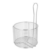 Stainless Steel Fry Basket Reusable Round French Fry Chip Fry Basket with Handle for Frying Serving Food white