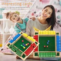 Medinis Shut The Box kauliukų žaidimas, 4 žaidėjų klasikinis stalo žaidimas šeimai, pubui, matematinis žaidimas vaikams, suaugusiems su 8 kauliukais One Size gray