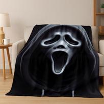 Horror Characters S-Scream Ghost Face Flannel Blanket,Cozy Soft Throw Blanket for Home Bedroom Bed Sofa Picnic Cover Kids Gift 75x90cm
