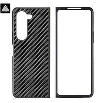 For Samsung Galaxy Z Fold 7 6 5 Real Glossy Forged / 3K Woven Carbon Fiber Foldable Antidrop Shockproof Full Coverage Phone Case For Samsung Galaxy Z Fold6&Real Carbon Fiber black